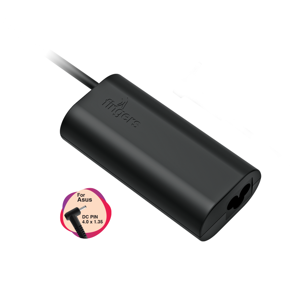 FINGERS FL-65W Laptop Power Adapter with 65 W Fast Charging (for Asus Laptops with DC Pin 4.0 x 1.35 mm With Power cord