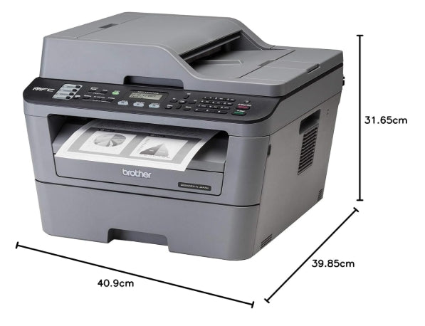 Brother MFC L2701DW Wi-Fi Auto Duplex Laser Printer with 30 PPM Print Speed, Multifunction Print Scan Copy Fax, ADF, 2 in 1 ID Copy Button, 2-line LCD Display, 250 Sheets Tray