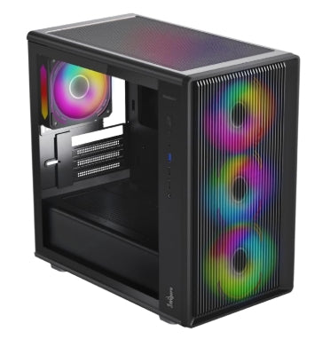 FINGERS QuikFINGERS BlazeBolt F4 Gamming  MicroATX PC Cabinet - M-ATX/Mini-ITX, Toughened Glass Panel, 4 Bundled 120mm Multi-Colour RGB Fans, Dual-Chamber, Magnetic Dust Filters, High Airflow & Water Cooling Support