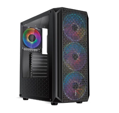 FINGERS COMMANDO-E14 Gamming  MicroATX PC Cabinet - M-ATX/Mini-ITX, Toughened Glass Panel, 4 Bundled 120mm Multi-Colour RGB Fans, Dual-Chamber, Magnetic Dust Filters, High Airflow & Water Cooling Support  W/O SMPS