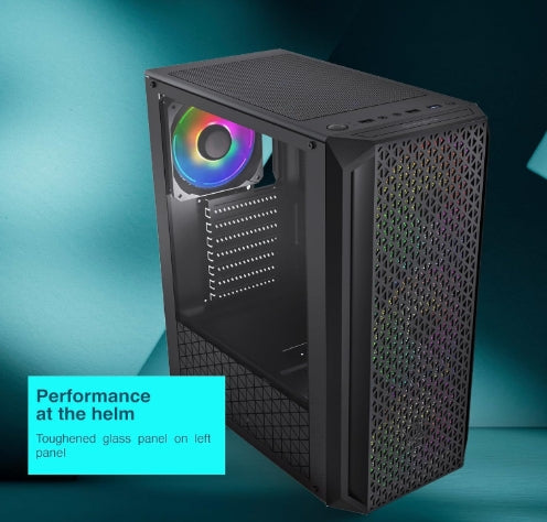 FINGERS COMMANDO-E14 Gamming  MicroATX PC Cabinet - M-ATX/Mini-ITX, Toughened Glass Panel, 4 Bundled 120mm Multi-Colour RGB Fans, Dual-Chamber, Magnetic Dust Filters, High Airflow & Water Cooling Support  W/O SMPS