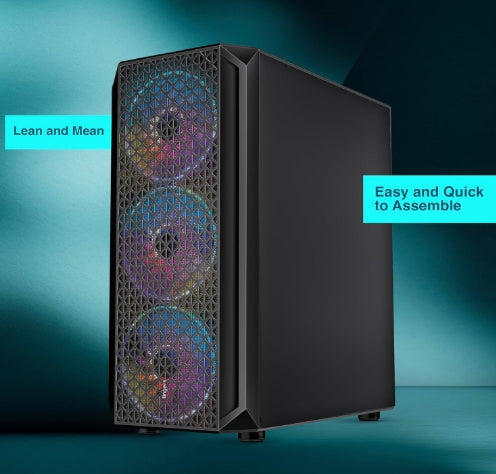 FINGERS COMMANDO-E14 Gamming  MicroATX PC Cabinet - M-ATX/Mini-ITX, Toughened Glass Panel, 4 Bundled 120mm Multi-Colour RGB Fans, Dual-Chamber, Magnetic Dust Filters, High Airflow & Water Cooling Support  W/O SMPS