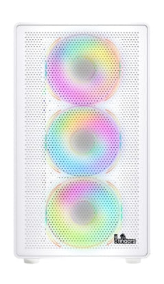 FINGERS HyperHawk Micro ATX PC Cabinet - M-ATX/Mini-ITX, Toughened Glass Panel, 6 Pre-Installed 120mm RGB Fans, Dual-Chamber, Magnetic Dust Filters, High Airflow & Water Cooling Support (White)