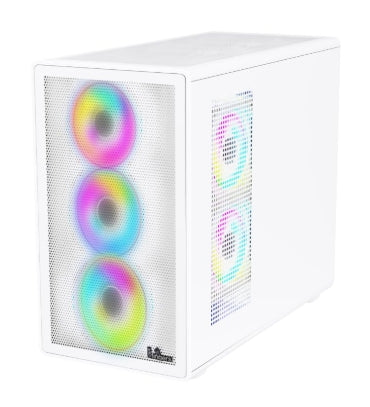 FINGERS HyperHawk Micro ATX PC Cabinet - M-ATX/Mini-ITX, Toughened Glass Panel, 6 Pre-Installed 120mm RGB Fans, Dual-Chamber, Magnetic Dust Filters, High Airflow & Water Cooling Support (White)