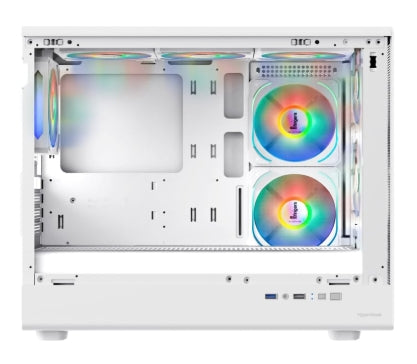 FINGERS HyperHawk Micro ATX PC Cabinet - M-ATX/Mini-ITX, Toughened Glass Panel, 6 Pre-Installed 120mm RGB Fans, Dual-Chamber, Magnetic Dust Filters, High Airflow & Water Cooling Support (White)