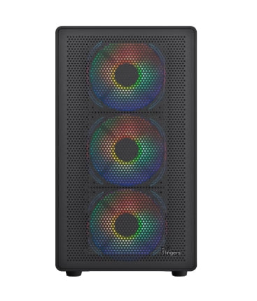 FINGERS QuickFingers HYPERHAWK BLACK Gamming  MicroATX PC Cabinet - M-ATX/Mini-ITX, Toughened Glass Panel, 6 Bundled 120mm Multi-Colour RGB Fans, Dual-Chamber, Magnetic Dust Filters, High Airflow & Water Cooling Support WO SMPS