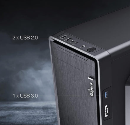 FINGERS Opulent Micro ATX Cabinet with 2 x USB 2.0, 1 x USB 3.0,  HD Audio & Mic In ports & SMPS (Black)