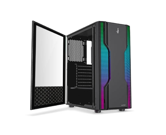 FINGERS RGB-WildBox Fashion PC Case ATX with ARGB LEDs, Glass Side Panel, Dust Filter & Water Cooling Provision Matte Black