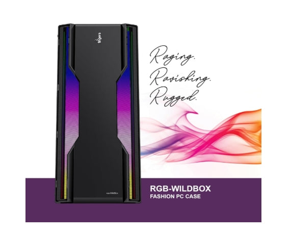 FINGERS RGB-WildBox Fashion PC Case ATX with ARGB LEDs, Glass Side Panel, Dust Filter & Water Cooling Provision Matte Black