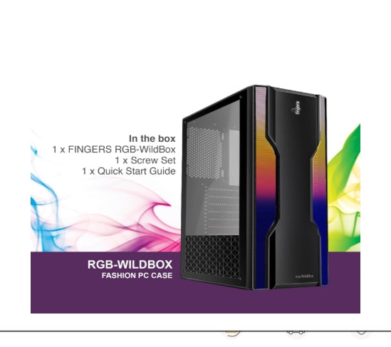 FINGERS RGB-WildBox Fashion PC Case ATX with ARGB LEDs, Glass Side Panel, Dust Filter & Water Cooling Provision Matte Black