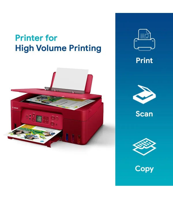Canon PIXMA MegaTank G3770 Red All-in-one Wi-Fi Inktank Colour Printer for Home & Office with 2 Year Warranty