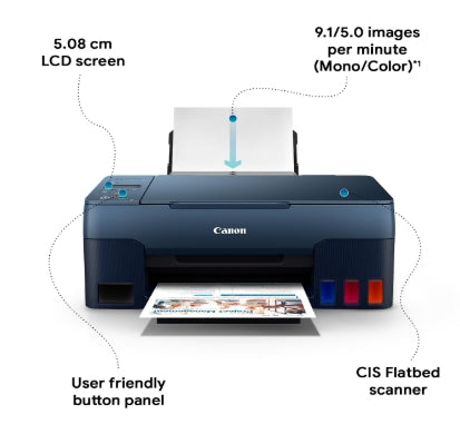 Canon PIXMA G2020 NV All in One (Print, Scan, Copy) Inktank Colour Printer (Black 6000 Prints & Colour 7700 Prints) for High volume Office/Home printing. (Print Speed- Black 9.1 ipm , Color 5.0 ipm)