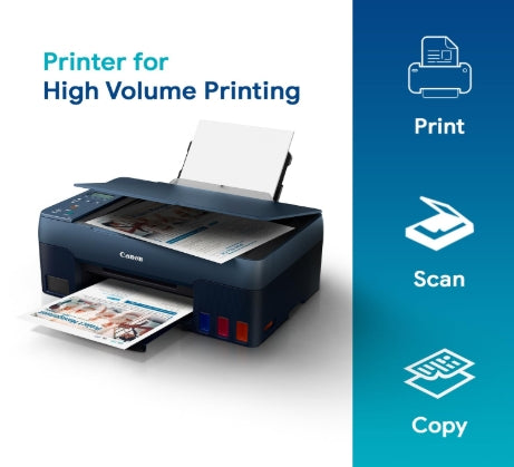 Canon PIXMA G2020 NV All in One (Print, Scan, Copy) Inktank Colour Printer (Black 6000 Prints & Colour 7700 Prints) for High volume Office/Home printing. (Print Speed- Black 9.1 ipm , Color 5.0 ipm)