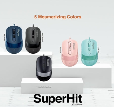 FINGERS SuperHit Wired Optical Mouse  (USB 2.0, Royale Blue) 3Yr Warranty