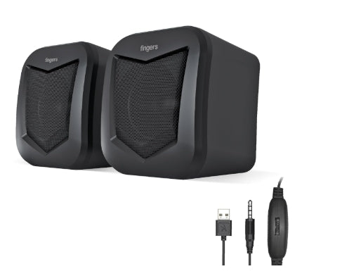 FINGERS FunBeats USB Multimedia Speaker (6 W 2.0 Channel | Volume Controller | Powerful Bass | Black Standard)