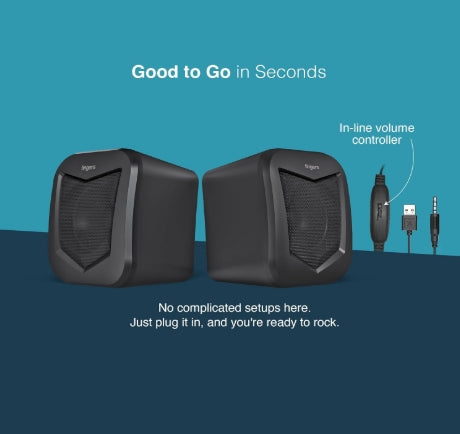 FINGERS FunBeats USB Multimedia Speaker (6 W 2.0 Channel | Volume Controller | Powerful Bass | Black Standard)