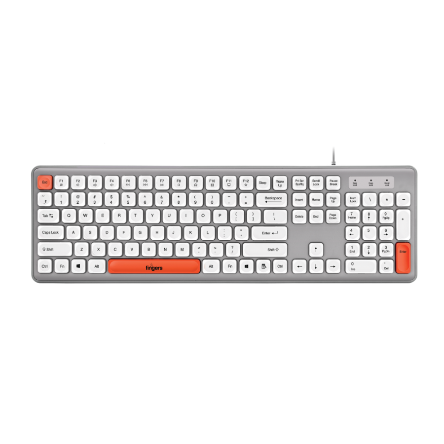 FINGERS Velvet Combo Rangeela Series Wired Deskset (Mouse + Keyboard) (Optical Technology, 12 Quick Soft-Touch Media Controls for Instant Access & Rupee Key) (Pearl Grey + White)