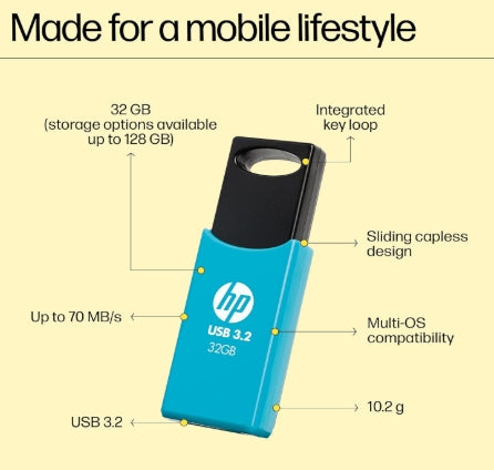 HP 712 w 128 GB USB 3.2 Flash Drive- Blue