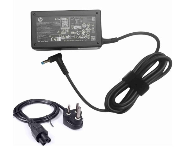 HP Blue Pin Original Laptop Charger 19.5 V 3.33 A 65 W Adapter (Fit with 3 Pin Power Cable)- Black