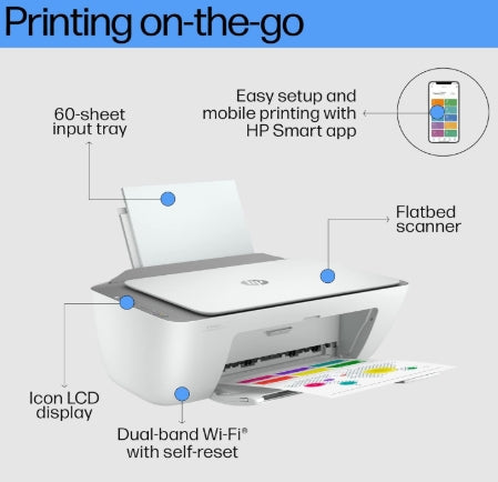 HP Ink Advantage 2776 Colour Home Inkjet Printers, Wireless Copy, Scan, Dual Band WiFi, USB, Simple Setup Smart App, Ideal for Home.