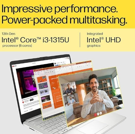 HP 15, 13th Gen Intel Core i3-1315U Laptop (8GB DDR4, 512GB SSD) Anti-Glare, Micro-Edge, 15.6"/39.6cm, FHD, Win 11, MSO 21, Silver, 1.59kg, Intel UHD Graphics, 1080p FHD Camera, fd0186tu