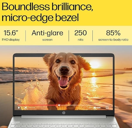 HP 15, 13th Gen Intel Core i3-1315U Laptop (8GB DDR4, 512GB SSD) Anti-Glare, Micro-Edge, 15.6"/39.6cm, FHD, Win 11, MSO 21, Silver, 1.59kg, Intel UHD Graphics, 1080p FHD Camera, fd0186tu