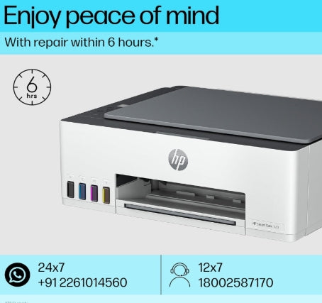 HP Smart Tank 520 All-in-one Colour Printer with 1 Extra Black Ink Bottle (Up to 8000 Black and 6000 Colour Prints) and 1 Year Extended Warranty with PHA Coverage. Print, Scan & Copy for Office/Home
