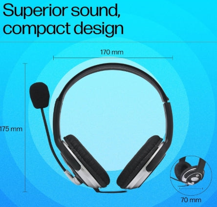 Hp Wired Over Ear Headphones With 3.5 Mm Drivers, With Mic, Foldable And Adjustable Headband (B4B09Pa, Black)