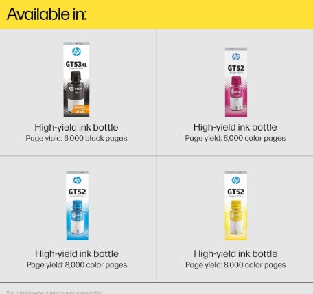 HP GT52 70-ML Cyan Original Ink Bottle  for HP 315, 316, 319, 416,500, 515, 525, 516, 530, 580, 585