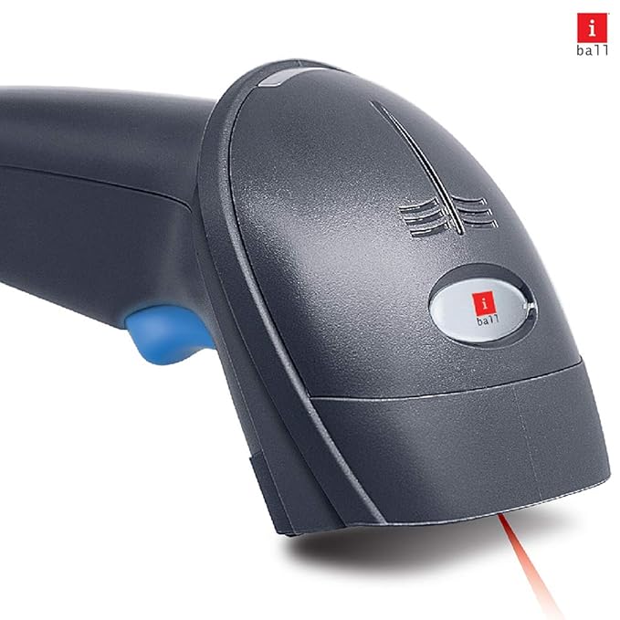 iBall LS-392 Wired USB Optical Laser High Speed 1D Barcode Scanner Reader I 32 Bit CPU I Laser Reader I Dust Proof Water Resistant I Drop Test I - Grey