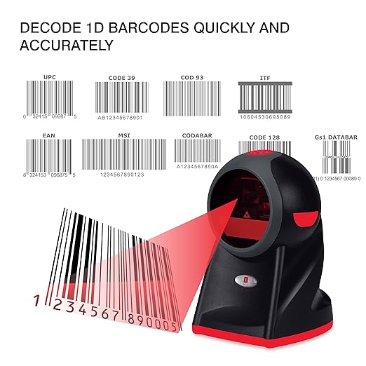 iBall Omni 20, Plug n Play USB 2.0,Omni-Directional Barcode Scanner, Advanced Decoding Technology, Durable, Decodes 1D Barcodes Quickly, Black