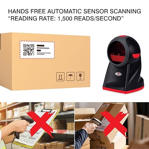 iBall Omni 20, Plug n Play USB 2.0,Omni-Directional Barcode Scanner, Advanced Decoding Technology, Durable, Decodes 1D Barcodes Quickly, Black