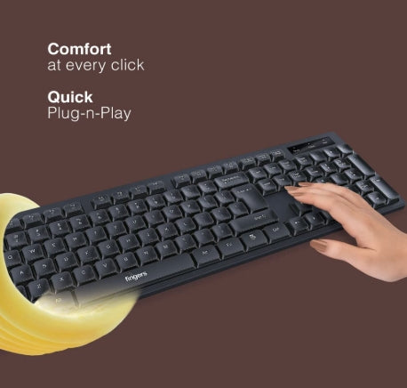 FINGERS ButterClicks Wired Multimedia Keyboard (Compatible with Windows, macOS, Linux | 12 Quick Soft-Touch Media Controls | 104 Keys