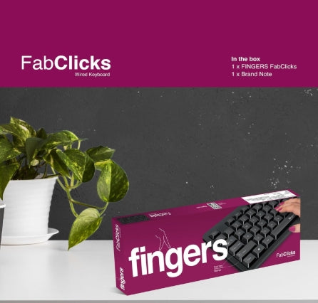 FINGERS FabClicks Multimedia USB Keyboard (104 Keys, Special Dual-Tone Soft Keys, 10 Million Life Cycles, Compatible with Windows, macOS & Linux)