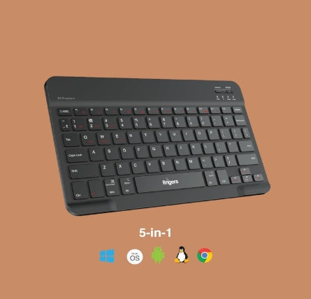 FINGERS BT-Freedom Bluetooth Mini Keyboard (Type-C Rechargeable with 30-Day worktime, X-Type Scissor Keys) - Jet Black