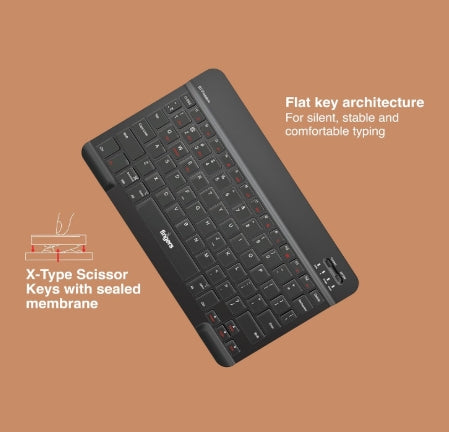 FINGERS BT-Freedom Bluetooth Mini Keyboard (Type-C Rechargeable with 30-Day worktime, X-Type Scissor Keys) - Jet Black