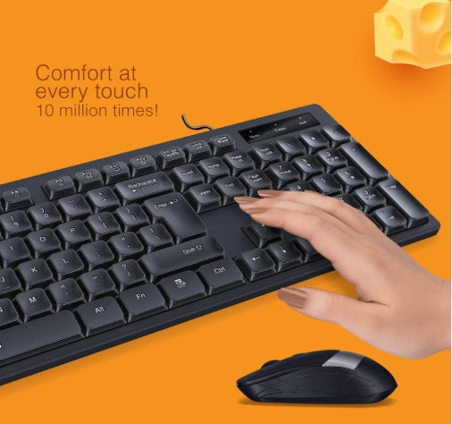 FINGERS Cheesy Combo With Wired Mouse & Wired USB Standard Multi-device Keyboard Compatible with Desktop, Laptop, Mac