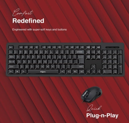 FINGERS Marvel Combo With Wired Mouse & Wired USB Standard Keyboard Compatible with Desktop, Laptop, Tablet, iPad, Mac