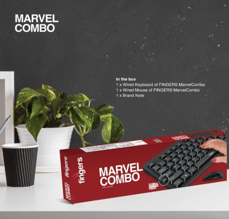 FINGERS Marvel Combo With Wired Mouse & Wired USB Standard Keyboard Compatible with Desktop, Laptop, Tablet, iPad, Mac