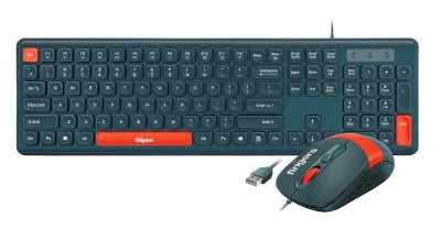FINGERS Velvet Combo Rangeela Series Wired Deskset (Mouse + Keyboard) (Optical Technology, 12 Quick Soft-Touch Media Controls for Instant Access & Rupee Key) (Bottle Green + Orange)