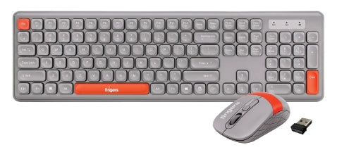 FINGERS Exquisite Combo – Rangeela Series Wireless Standard Desktop Keyboard & Mouse Compatible with Desktop, Laptop, Mac Exquisite Combo (Pearl Grey, Orange)