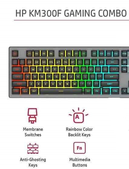 HP KM300F Gaming Keyboard and Mouse Combo Set Designed for Gaming  (Black)