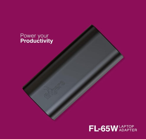 FINGERS FL-65W Laptop Power Adapter with 65 W Fast Charging (for Asus Laptops with DC Pin 4.0 x 1.35 mm With Power cord
