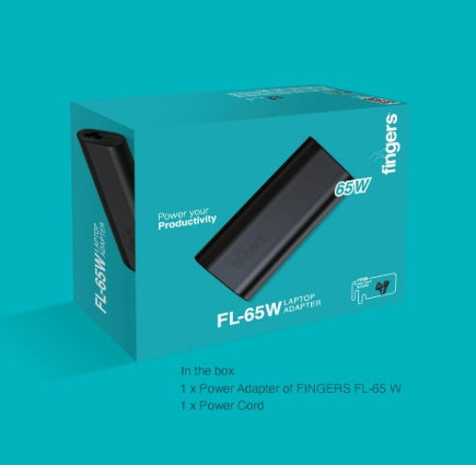 FINGERS FL-65W Laptop Adapter For Dell & HP Compaq DC PIN 7.4 x 5.0 mm 65 W Adapter with Power Cord Included