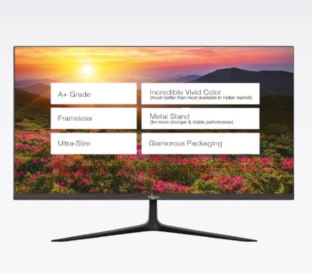 FINGERS LED Monitor (Satin-2400, Black) [23.8 (60.47 cm) FHD (1920x1080 px) Ultra-Slim & Frameless 16.7 m Colours Wall Mountable VGA, HDMI Port- 3 Yrs on sight Warranty