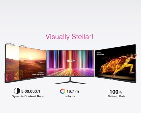 FINGERS LED Monitor (Satin-2400, Black) [23.8 (60.47 cm) FHD (1920x1080 px) Ultra-Slim & Frameless 16.7 m Colours Wall Mountable VGA, HDMI Port- 3 Yrs on sight Warranty