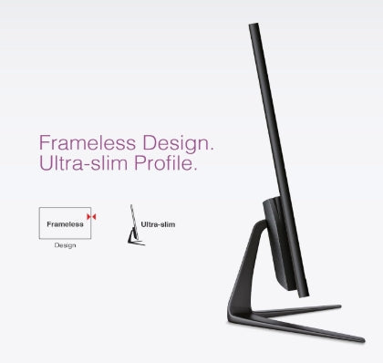 FINGERS LED Monitor (Satin-2400, Black) [23.8 (60.47 cm) FHD (1920x1080 px) Ultra-Slim & Frameless 16.7 m Colours Wall Mountable VGA, HDMI Port- 3 Yrs on sight Warranty