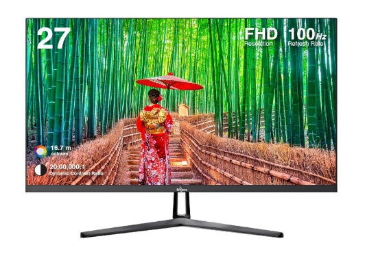 FINGERS Satin-2722 LED IPS Monitor (27 Screen Size, 1920 x 1080 IPS FHD Resolution, Low Power Consumption, Anti-Glare Screen Display, HDMI + VGA 100Hz Refresh rate 3yr Warranty