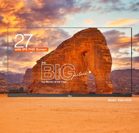FINGERS Satin-2722 LED IPS Monitor (27 Screen Size, 1920 x 1080 IPS FHD Resolution, Low Power Consumption, Anti-Glare Screen Display, HDMI + VGA 100Hz Refresh rate 3yr Warranty