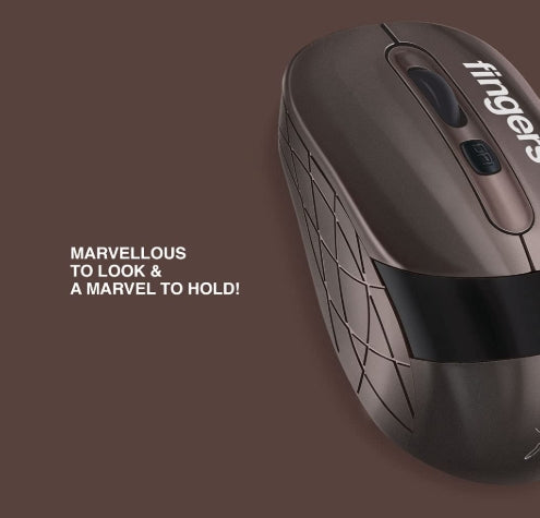 FINGERS AeroGrip Wireless Mouse with 2.4 GHz (Compatible with Windows, Mac & Linux | Ambidextrous) USB Receiver